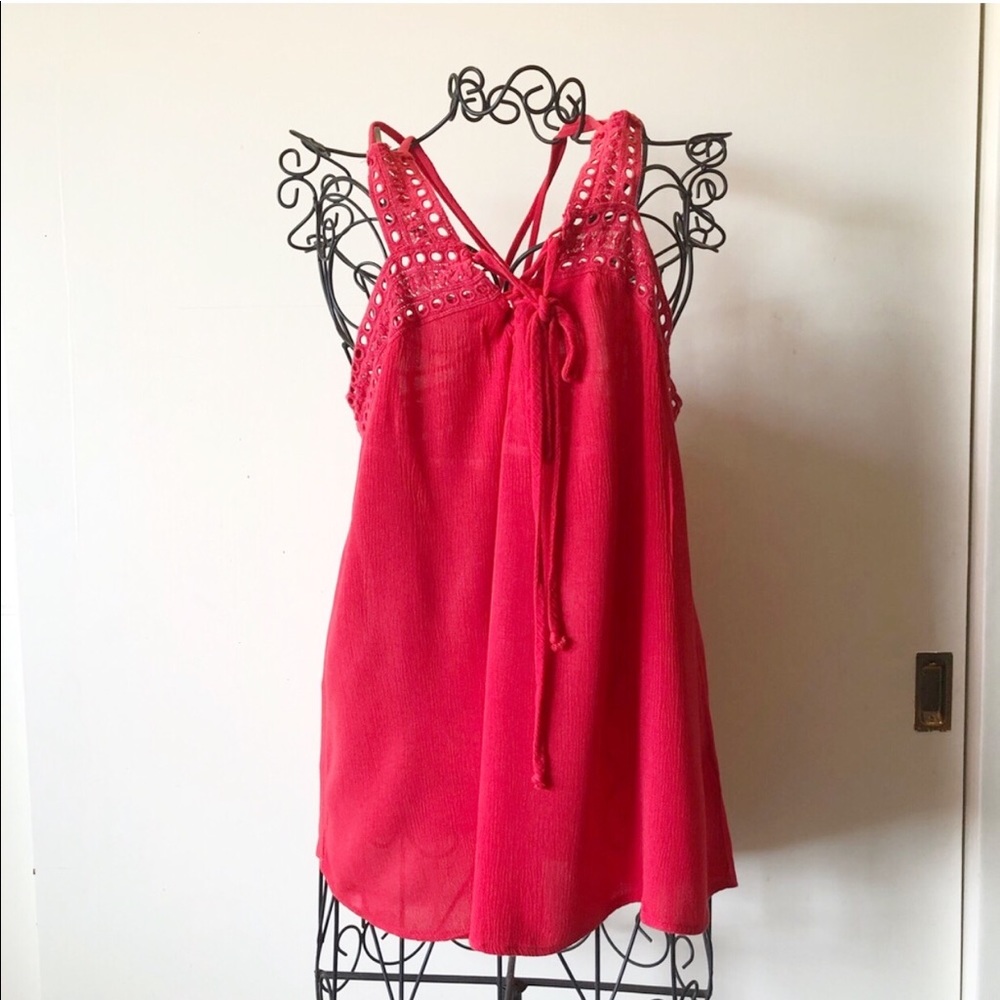 Maurices red tank with eyelet detail size small